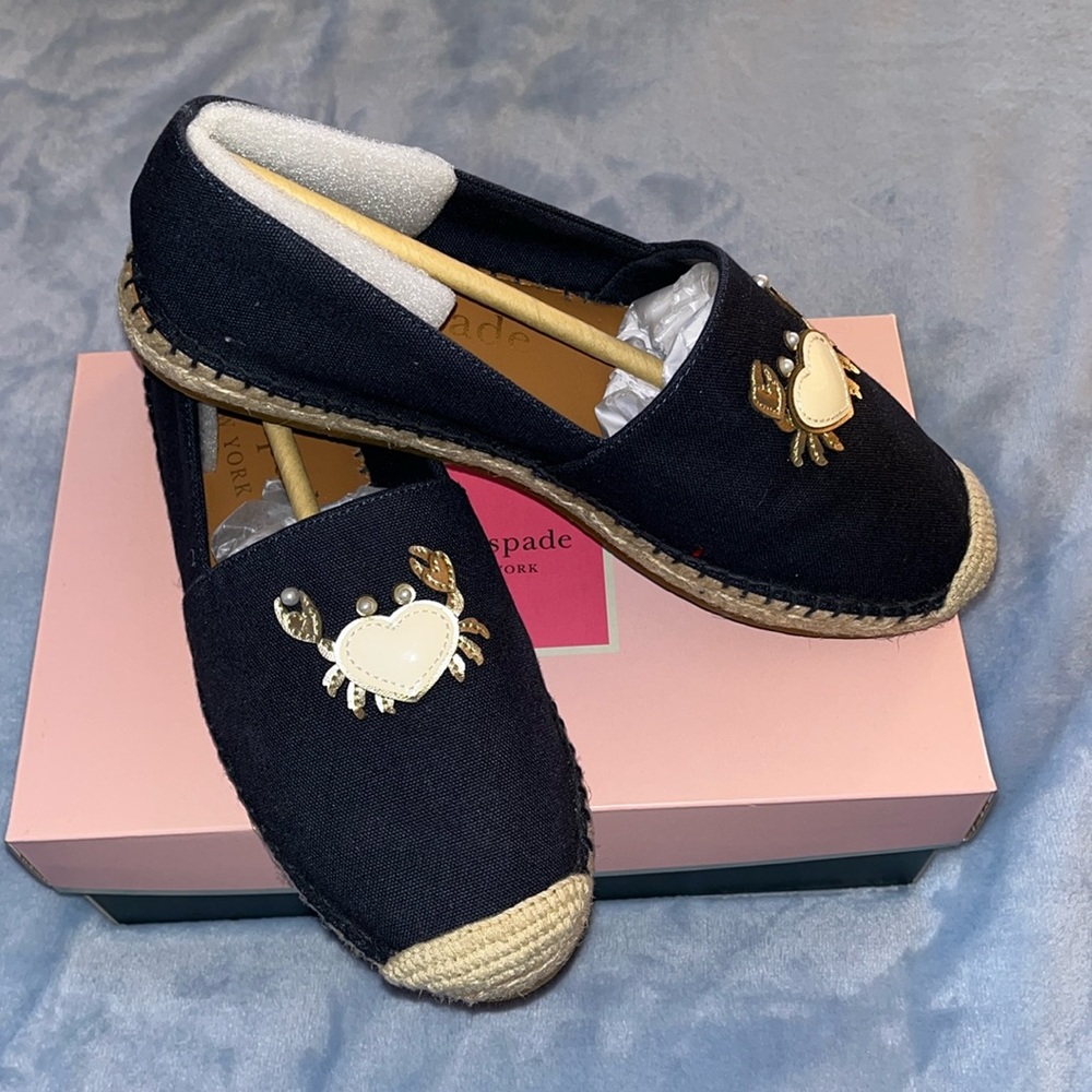Kate Spade Crab Pearl Accent Espadrilles Flats (Beach Date)